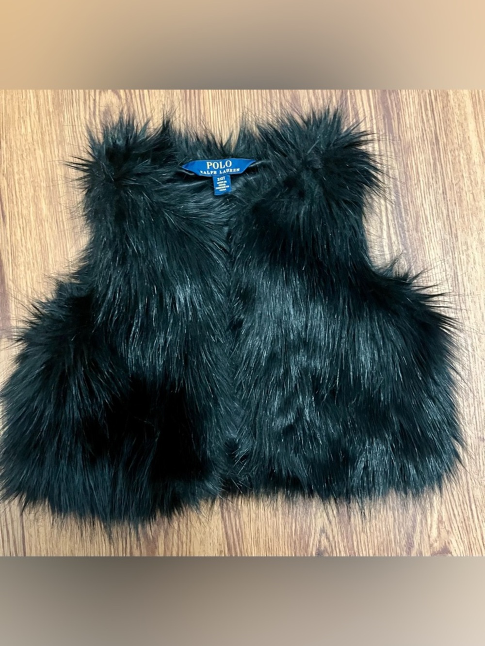Ralph Lauren Black Faux Fur Cropped Vest